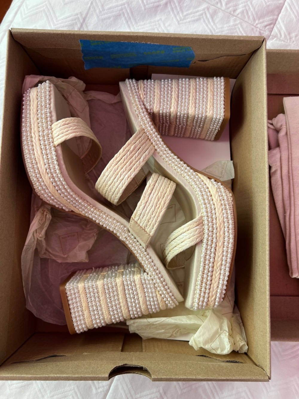 NWT-Dolce Vita Aliya Pearl Heels in Vanilla Raffia - Picture 5 of 8